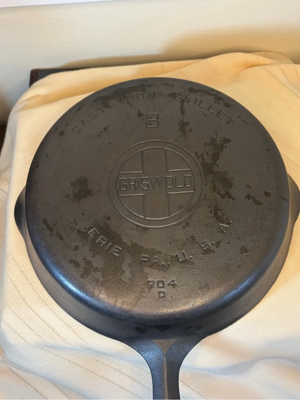 Griswold Erie PA Large Block Logo #8 Cast Iron Skillet 704 D Fully Restored